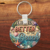 Het leven is beter op het strand sleutelhanger (Achterkant)