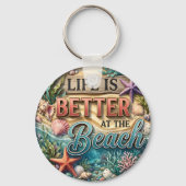 Het leven is beter op het strand sleutelhanger (Achterkant)