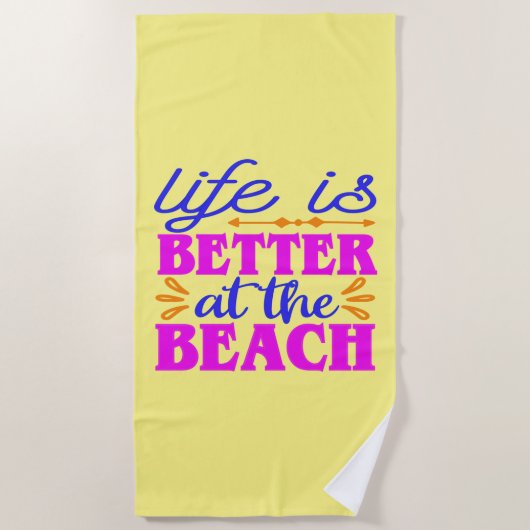 Het leven is beter op het strand strandhanddoek strandlaken (Voorkant)