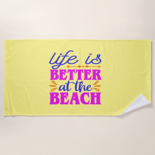 Het leven is beter op het strand strandhanddoek strandlaken (Voorkant)