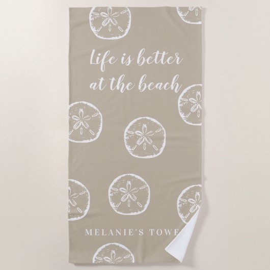 Het leven is beter op het strand. strandlaken (Voorkant)