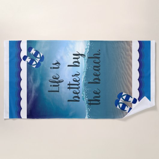 Het leven is beter op het strand strandlaken (Voorkant)