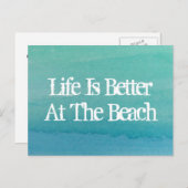 Het leven is beter op het strand thuis bewegende b aankondigingskaart (Voorkant / Achterkant)