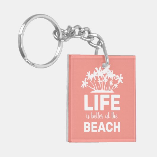 Het leven is beter op het strand Tropical Island Sleutelhanger (Voorkant Links)