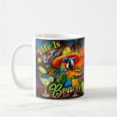 Het leven is beter op het strand Tropical Parrot Koffiemok (Links)