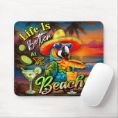 Het leven is beter op het strand Tropical Parrot Muismat (Met muis)