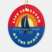 Het leven is beter op het strand tropische kerst keramisch ornament (Links)