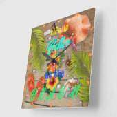 Het leven is beter op het strand Tropische Summer  Vierkante Klok (Hoek)