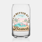 Het leven is beter op het strand Tropische zomer Blikvorm Glas (Voorkant)
