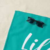 Het leven is beter op het strand turquoise blue strandlaken (In situ)