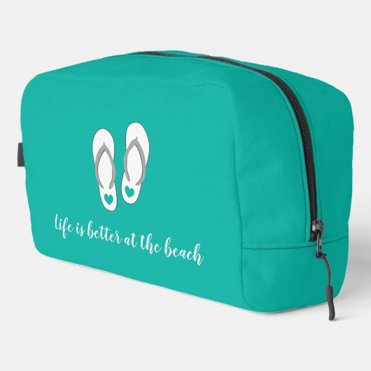 Het leven is beter op het strand turquoise blue toilettasje (Rechterhoek)