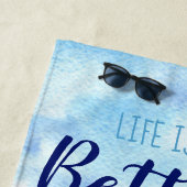 Het leven is beter op het strand Waterverf Monogra Strandlaken (In situ)