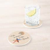 Het leven is beter op het strand zandsteen zandsteen onderzetter (Zijkant)