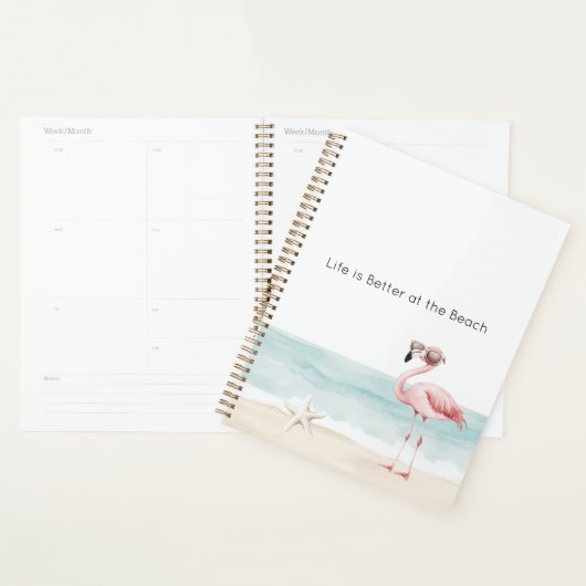 Het leven is beter op het strand Zeester Flamingo Planner (Display)
