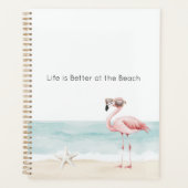 Het leven is beter op het strand Zeester Flamingo Planner (Voorkant)