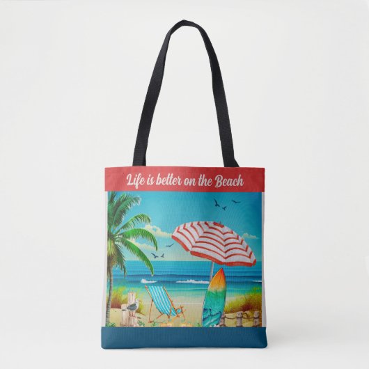 Het leven is beter op het strand, zomer tote bag (Voorkant)