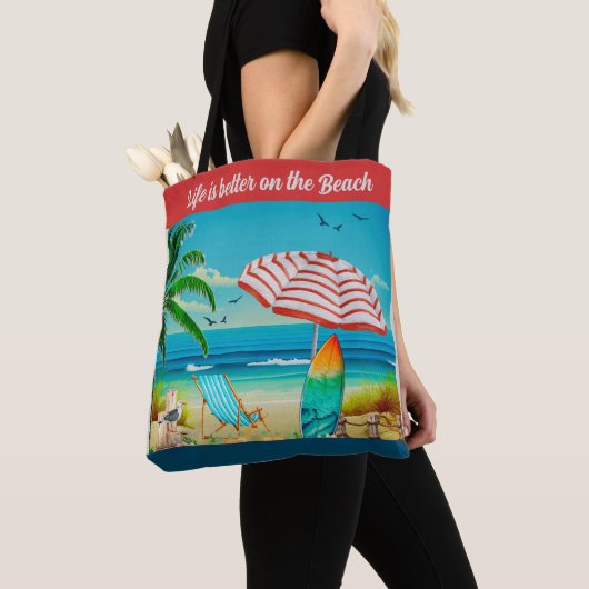 Het leven is beter op het strand, zomer tote bag (Dichtbij)
