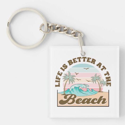 Het leven is beter op het strand Zomer Tropisch  Sleutelhanger (voorkant)