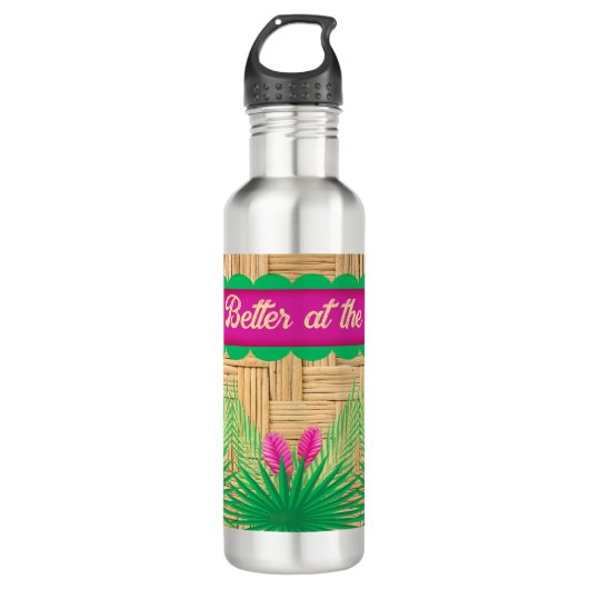 Het leven is beter op het tropische strand waterfles (Voorkant)