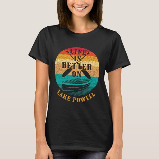 Het leven is beter op Lake Powell Grappige boot hu T-shirt (Voorkant)