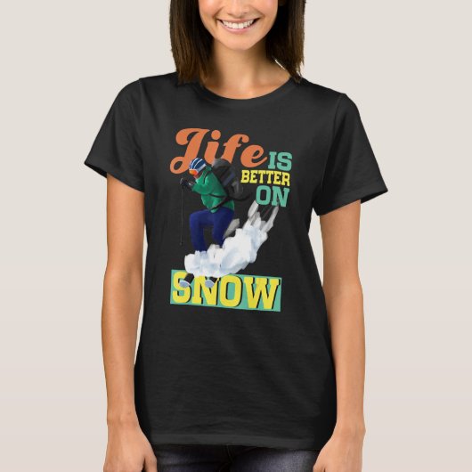 Het leven is beter op sneeuwkiën t-shirt (Voorkant)