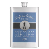 Het leven is beter Quote Golfen Monogram Royal Blu Flacon (Voorkant)