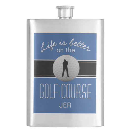 Het leven is beter Quote Golfen Monogram Royal Blu Flacon (Voorkant)