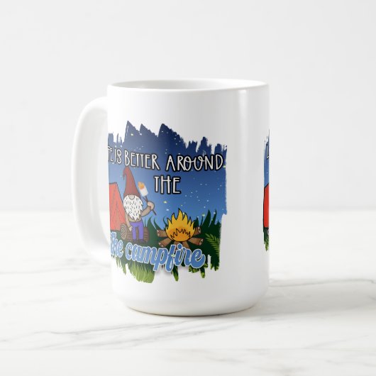 Het leven is beter rond de kampvuur koffiemok (Voorkant links)