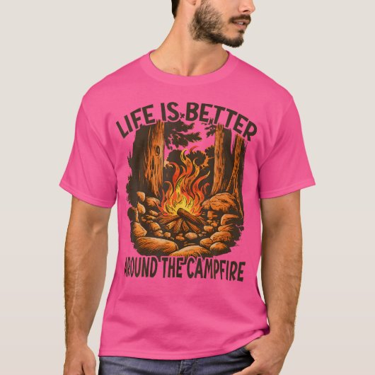 Het leven is beter rond het kampvuur Camping Lover T-shirt (Voorkant)