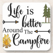 Het leven is beter rond het kampvuur op een bier onderzetter (Voorkant)