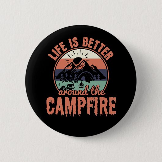 Het leven is beter rondom de kampeerterreinen ronde button 5,7 cm (Voorkant)