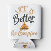 Het leven is beter rondom de kampvuur schimmeling. blikjeskoeler (Achterkant)