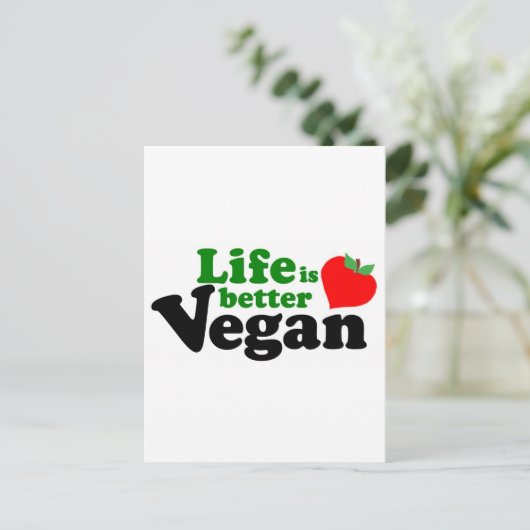 Het leven is beter Vegan Briefkaart (Staand voorkant)