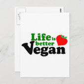 Het leven is beter Vegan Briefkaart (Voorkant / Achterkant)