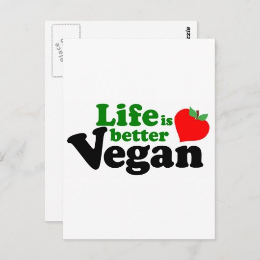 Het leven is beter Vegan Briefkaart (Voorkant / Achterkant)