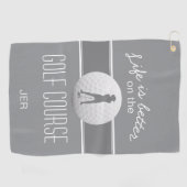 Het leven is beter Vrouw Golfer Monogrammed Gray C Golfhanddoek (Horizontaal)