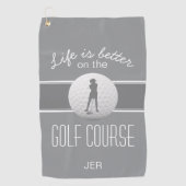 Het leven is beter Vrouw Golfer Monogrammed Gray C Golfhanddoek (Voorkant)