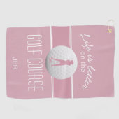 Het leven is beter Vrouw Golfer Monogrammed Pink G Golfhanddoek (Horizontaal)