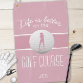 Het leven is beter Vrouw Golfer Monogrammed Pink G Golfhanddoek