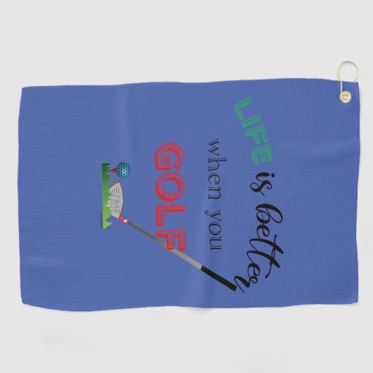 Het leven is Beter wanneer u Golf, Blauw, Douane K Golfhanddoek (Horizontaal)