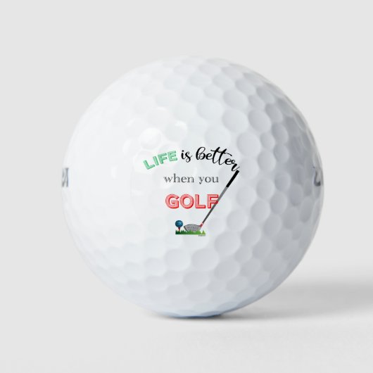 Het leven is beter wanneer u Golf, Club, Koel Golfballen (Voorkant)