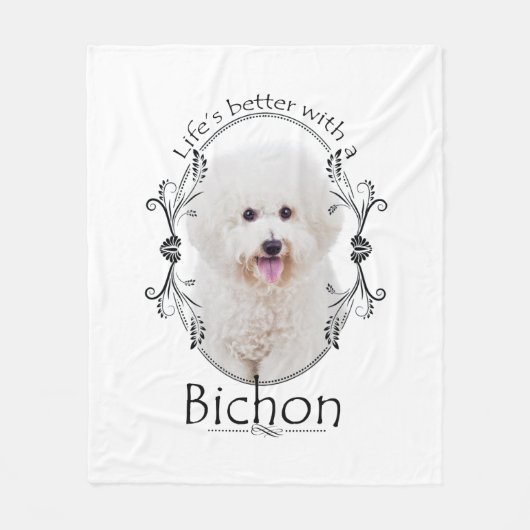Het leven is Betere Bichon Fleece Deken (Voorkant)