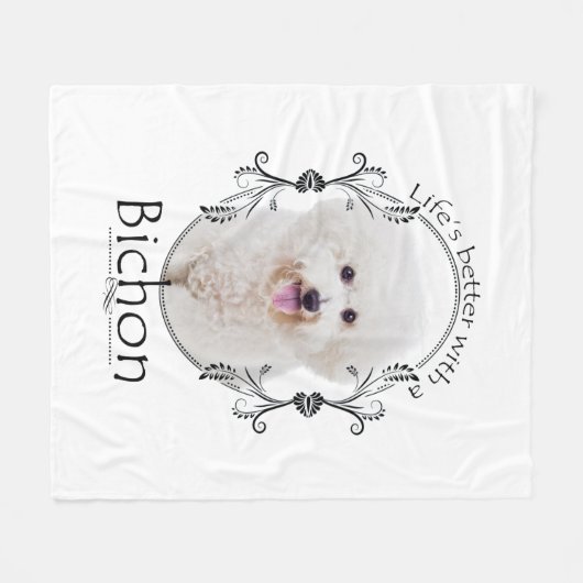 Het leven is Betere Bichon Fleece Deken (Voorkant (Horizontaal))