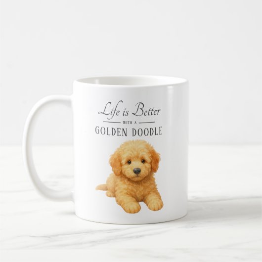 Het leven is Betere Gouden Doodle Koffiemok (Links)
