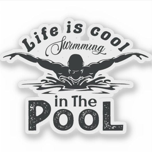 Het leven is cool in de pool sticker (Voorkant)