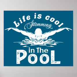 Het leven is cool in het zwembad Swim Lovers Poste Poster