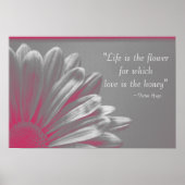 Het leven is de Bloem - Roze Daisy Poster (Voorkant)