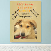 Het leven is de moeilijkste school canvas afdruk (Insitu (Houten vloer))