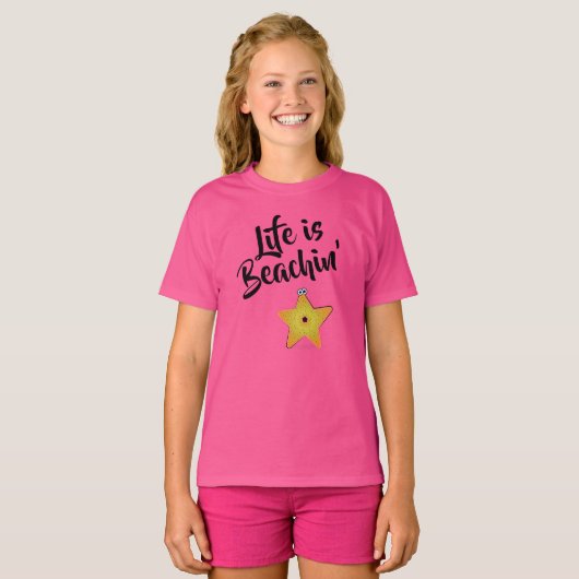 Het leven is de Starfish van Beachin T-shirt (Voorkant volledig)