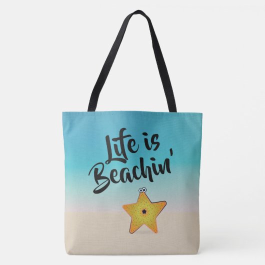 Het leven is de Starfish van Beachin Tote Bag (Voorkant)